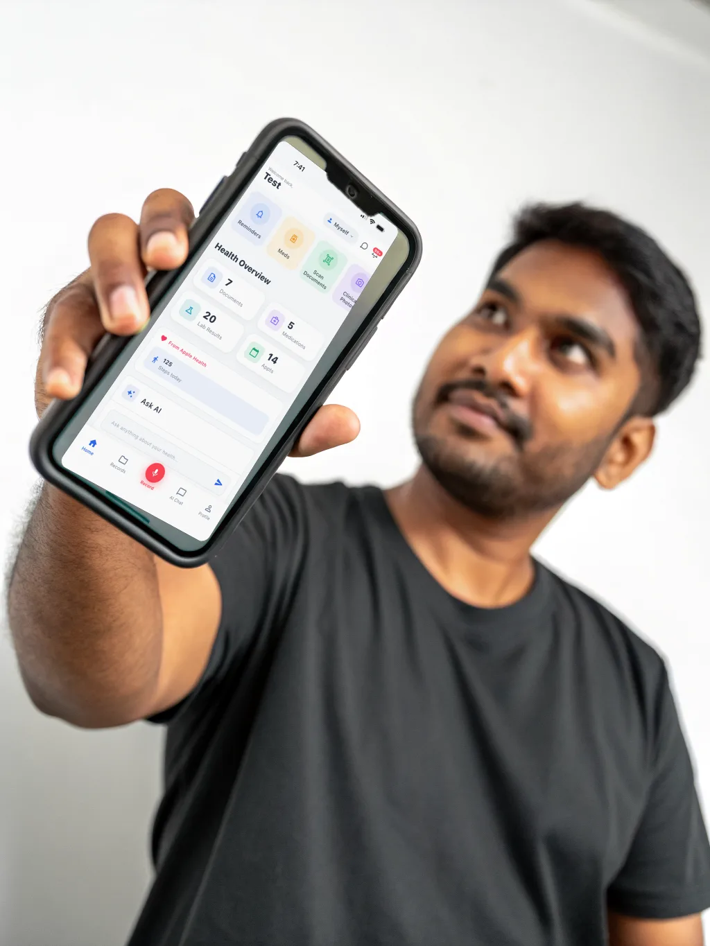 The MyMedicalRecords app home screen
